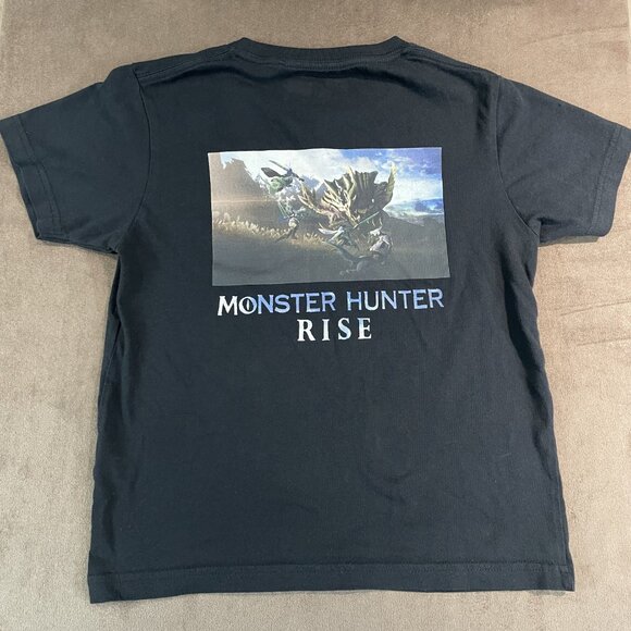 Monster Hunter Rise Boys Uniqlo Black Cotton Gamer T-Shirt (SKU: 67B, 126B) - Picture 2 of 2